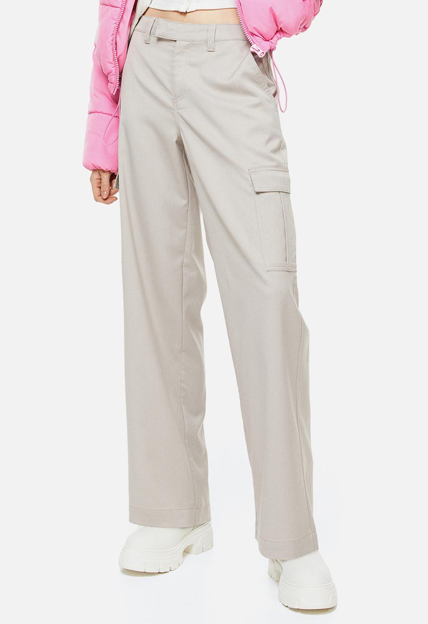 H&M - Straight cargo trousers - light greige