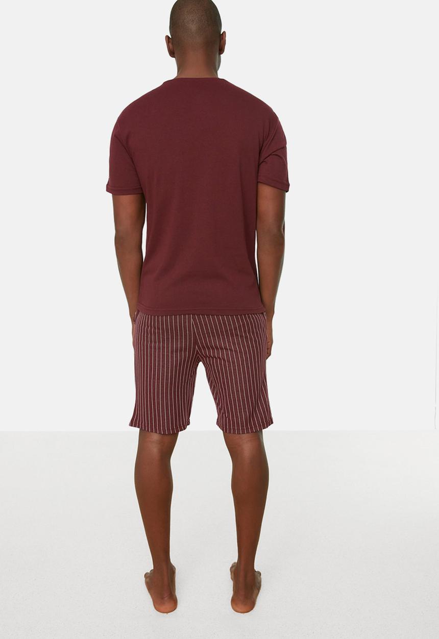 Trendyol - Printed short sleeve top & shorts sleep set - burgundy