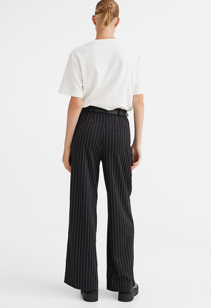 H&M - Tailored jersey trousers - black/pinstriped