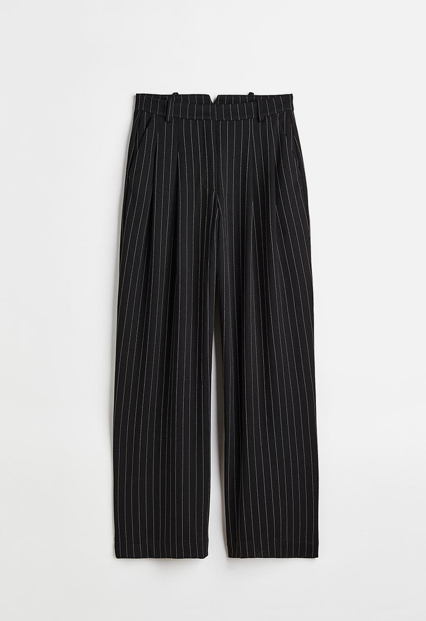 H&M - Tailored jersey trousers - black/pinstriped