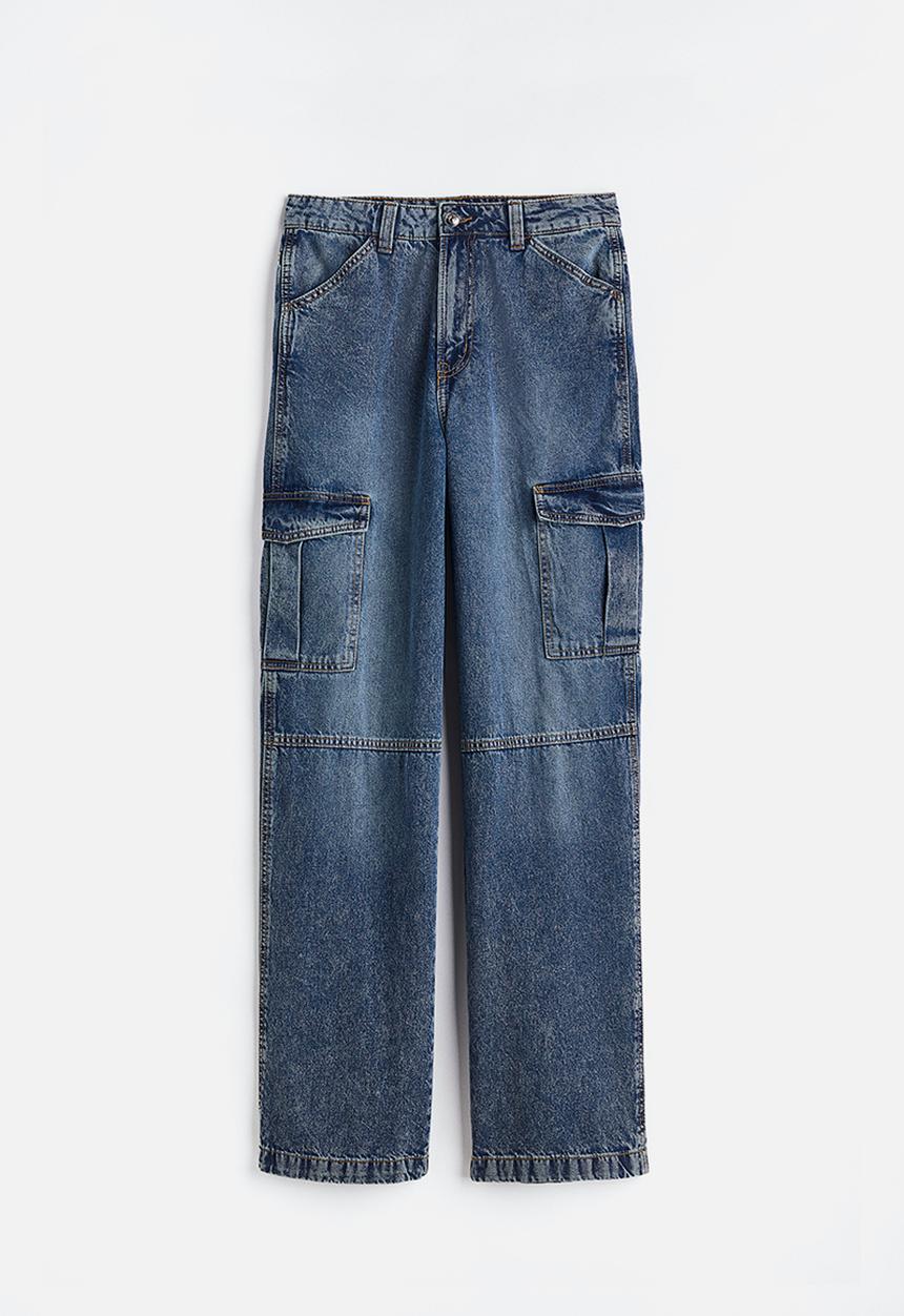 H&M - 90s Baggy high cargo jeans - denim blue