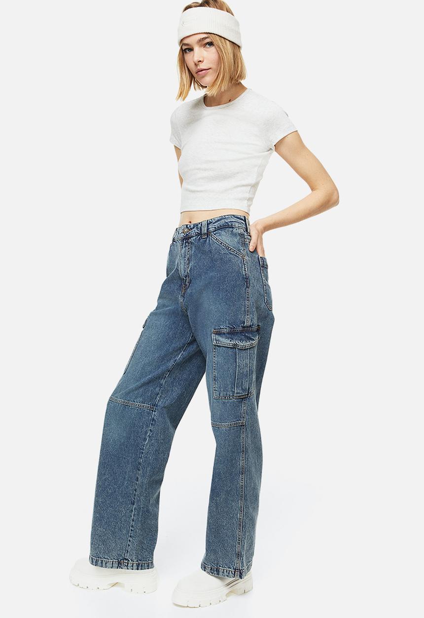 H&M - 90s Baggy high cargo jeans - denim blue