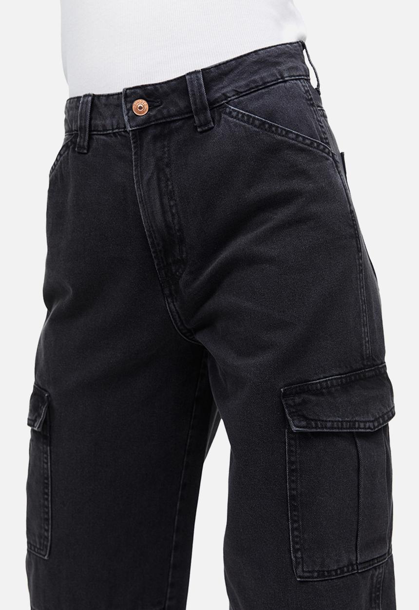 H&M - 90s Baggy high cargo jeans - black