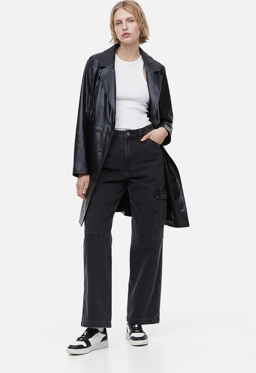 H&M - 90s Baggy high cargo jeans - black