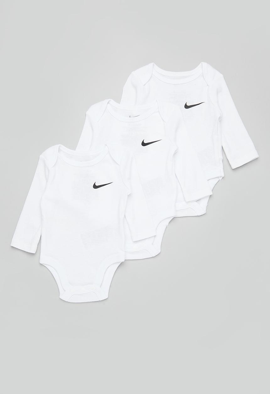 Nike - Nkn essentials 3pk long sleeve bodysuit - white