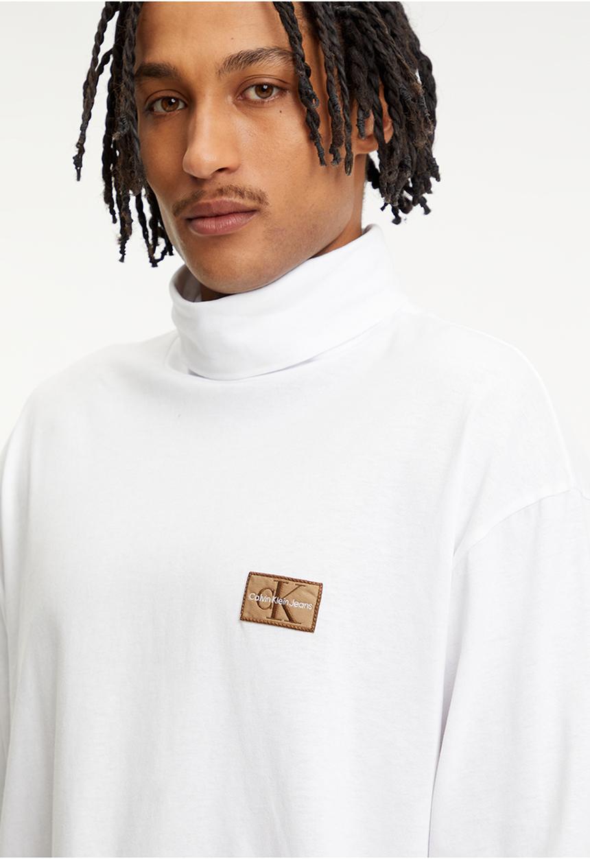Calvin Klein - Shrunken badge roll neck tee - bright white