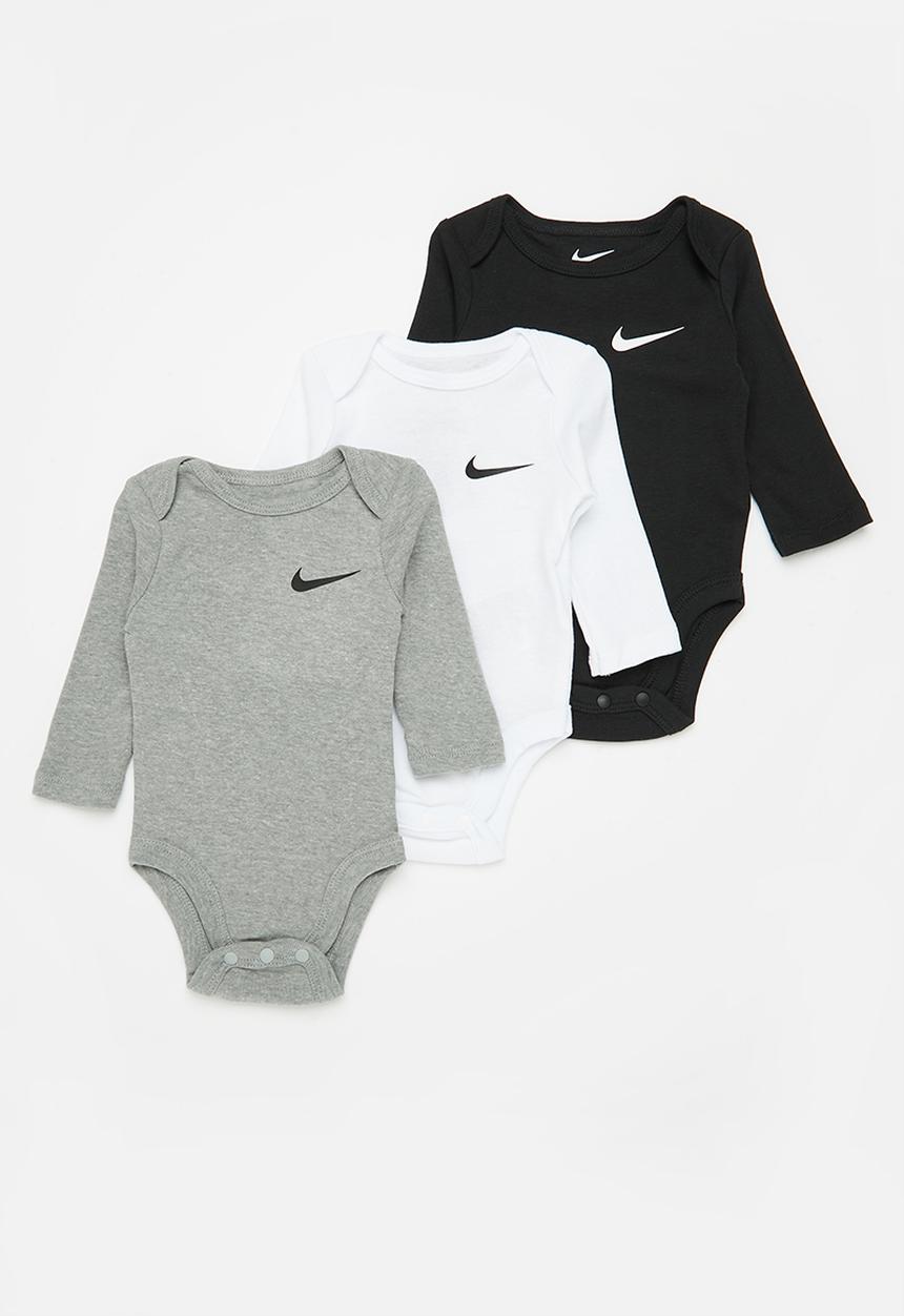 Nike - Nkn essentials 3pk long sleeve bodysuit - dark grey heather