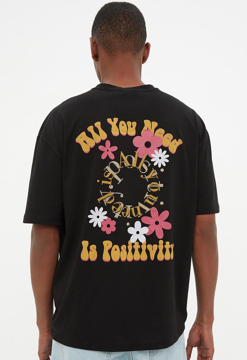 Trendyol - All you need back logo print tee - black