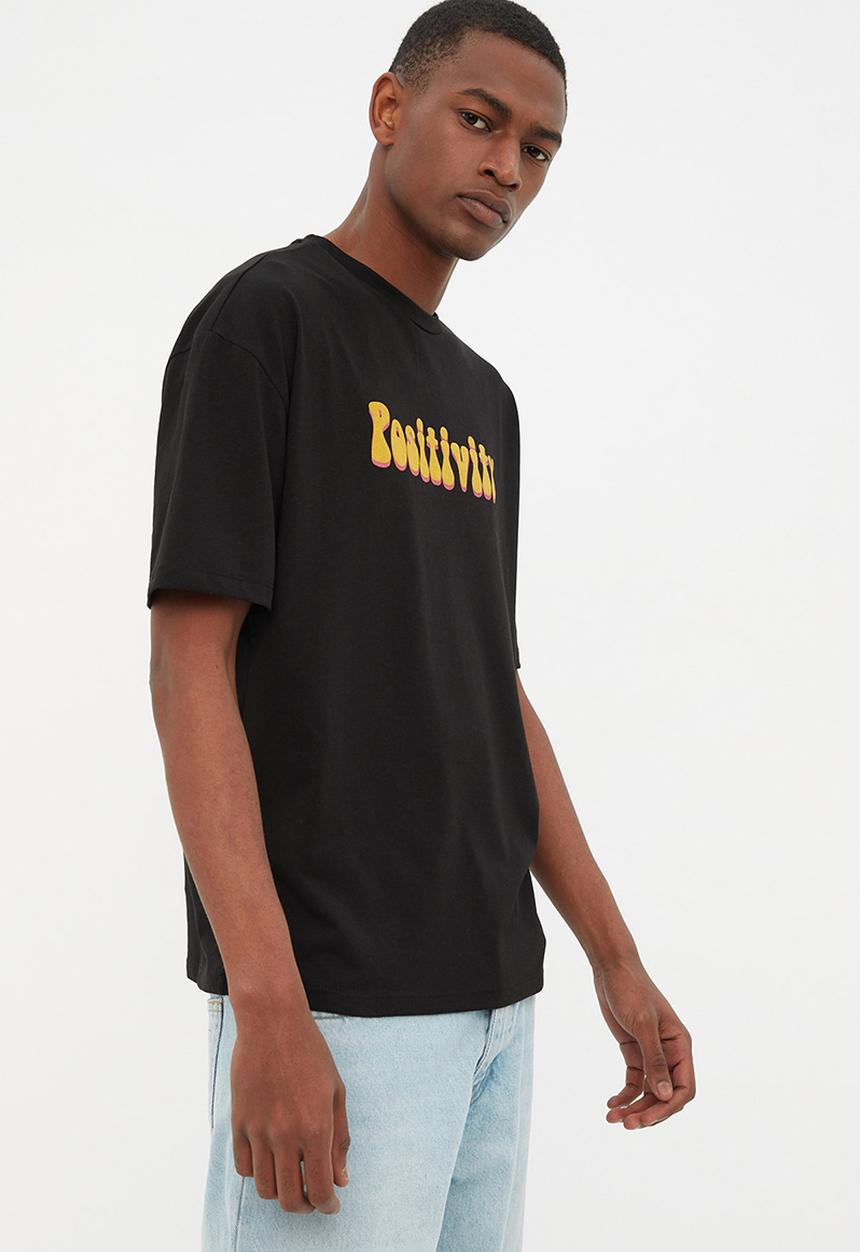 Trendyol - All you need back logo print tee - black