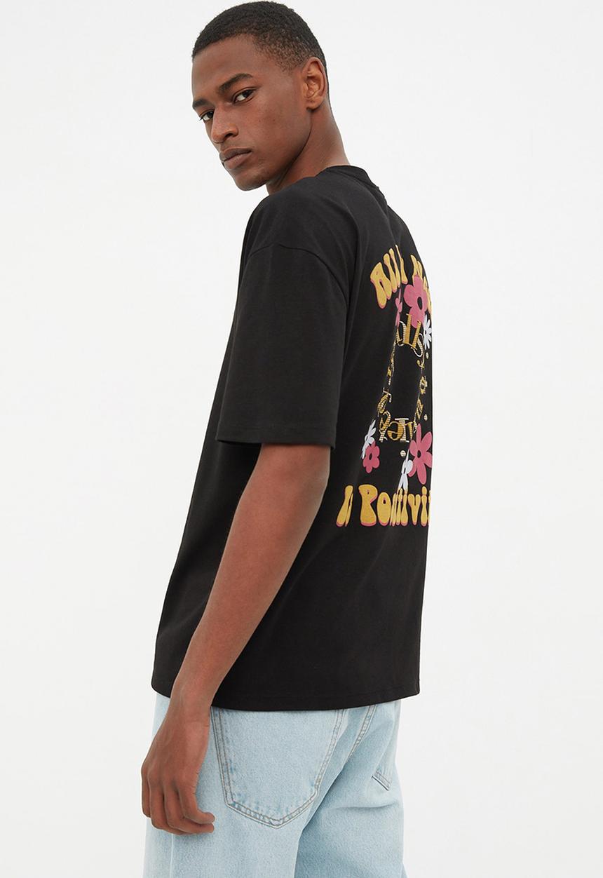 Trendyol - All you need back logo print tee - black