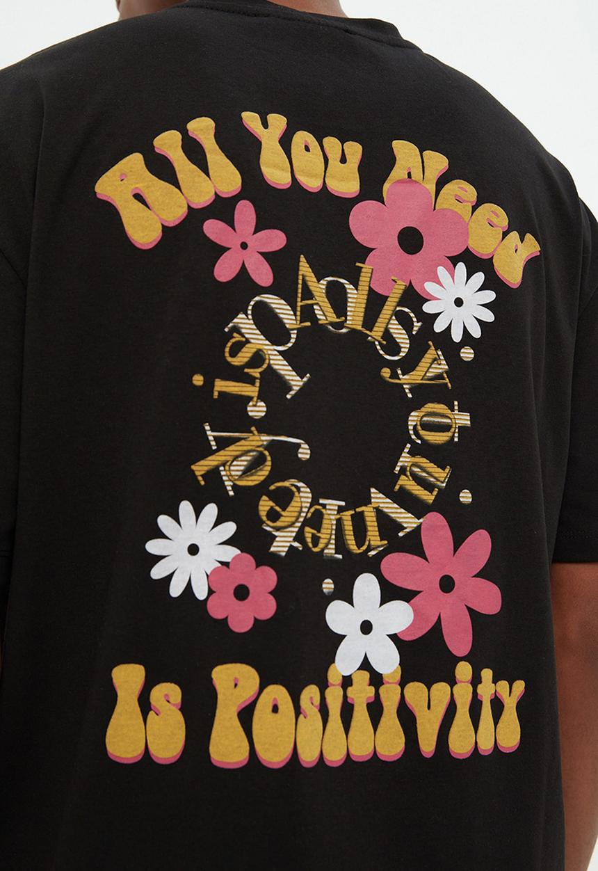 Trendyol - All you need back logo print tee - black