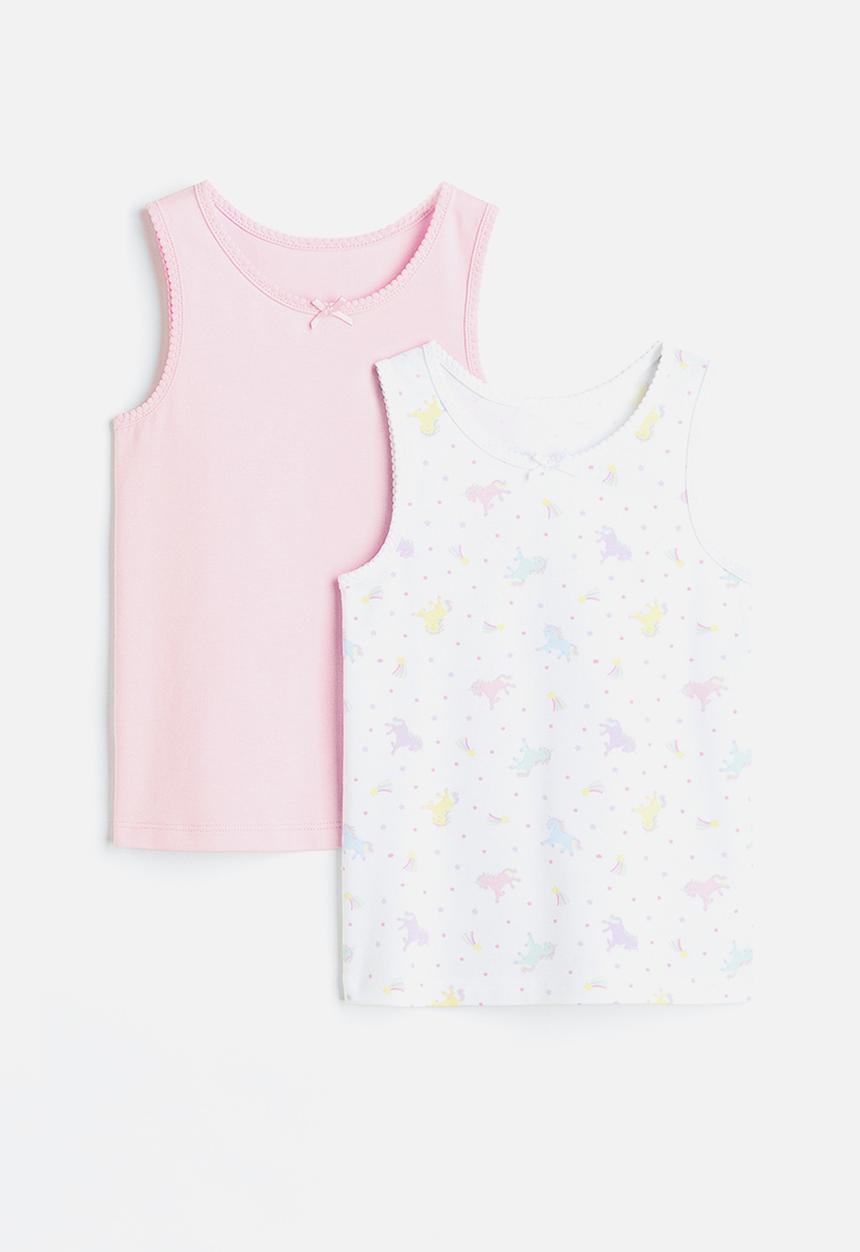 H&M - 2 Pack vest tops - light pink/unicorns