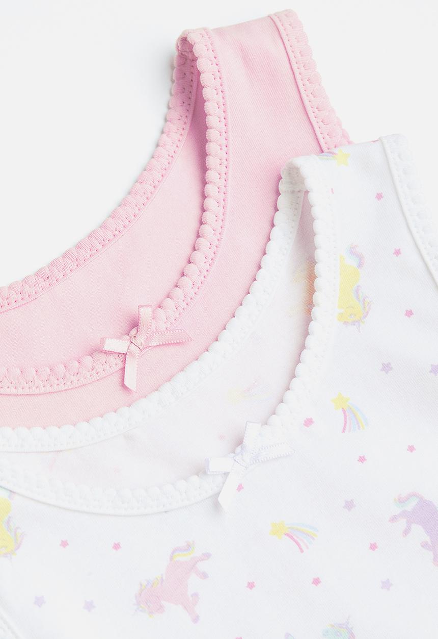 H&M - 2 Pack vest tops - light pink/unicorns
