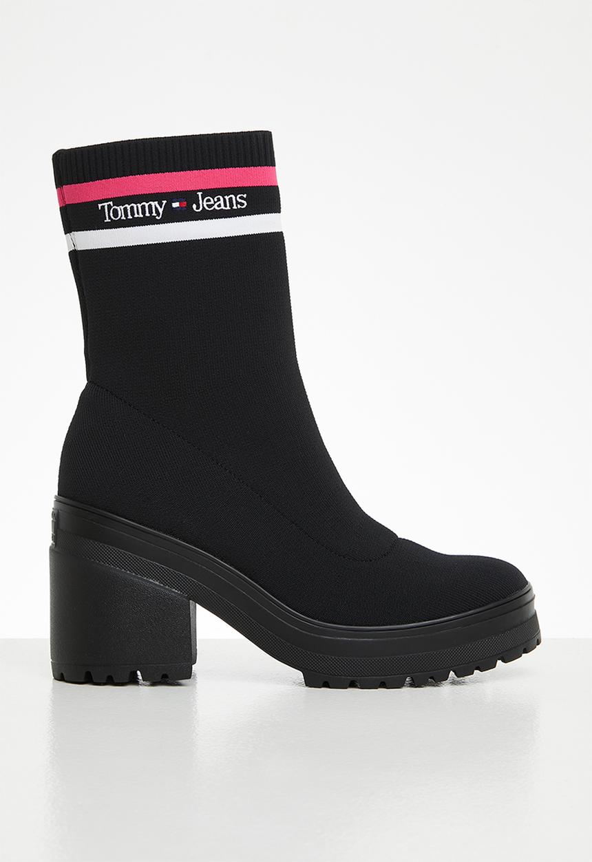 Tommy Hilfiger - Cassy knitted boot - black & jewel pink