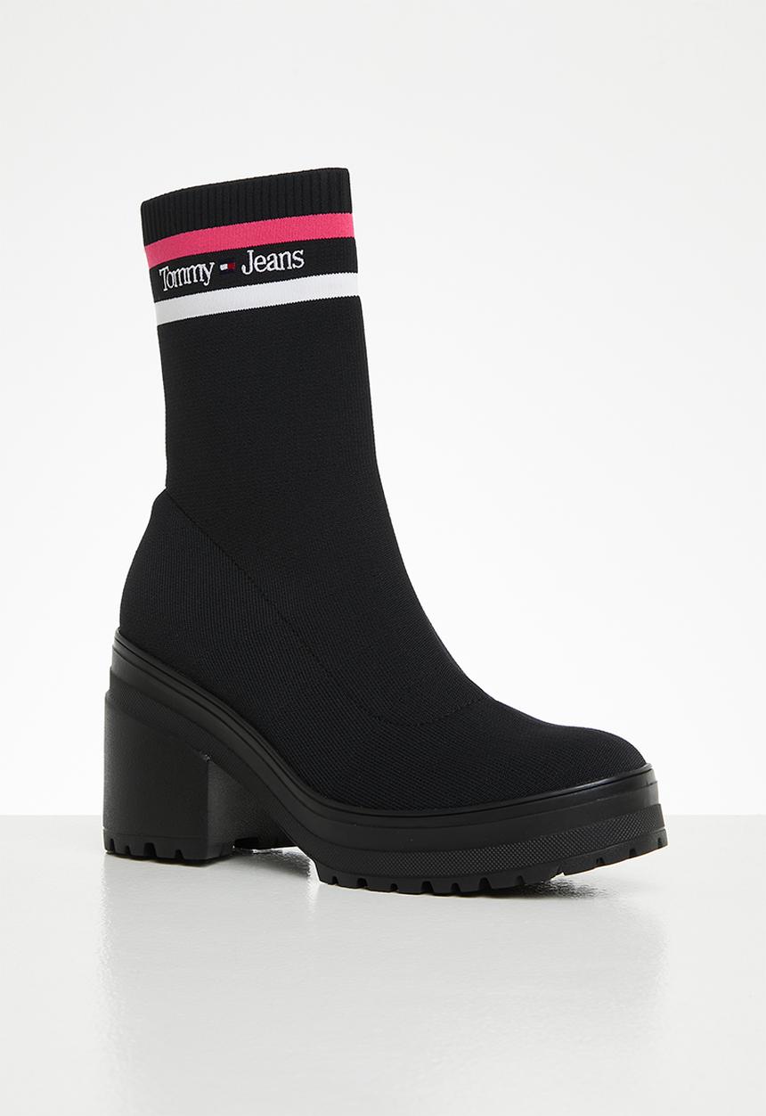 Tommy Hilfiger - Cassy knitted boot - black & jewel pink