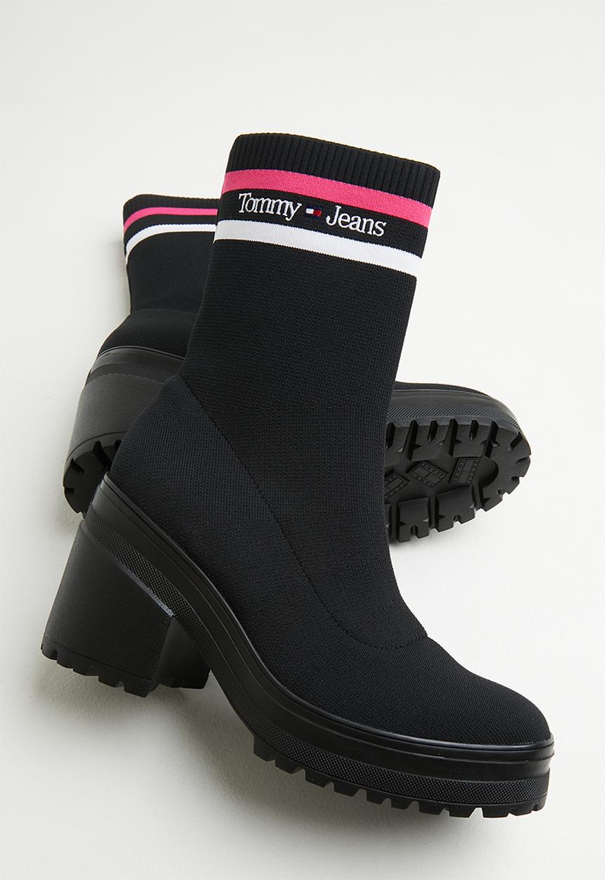 Tommy Hilfiger - Cassy knitted boot - black & jewel pink