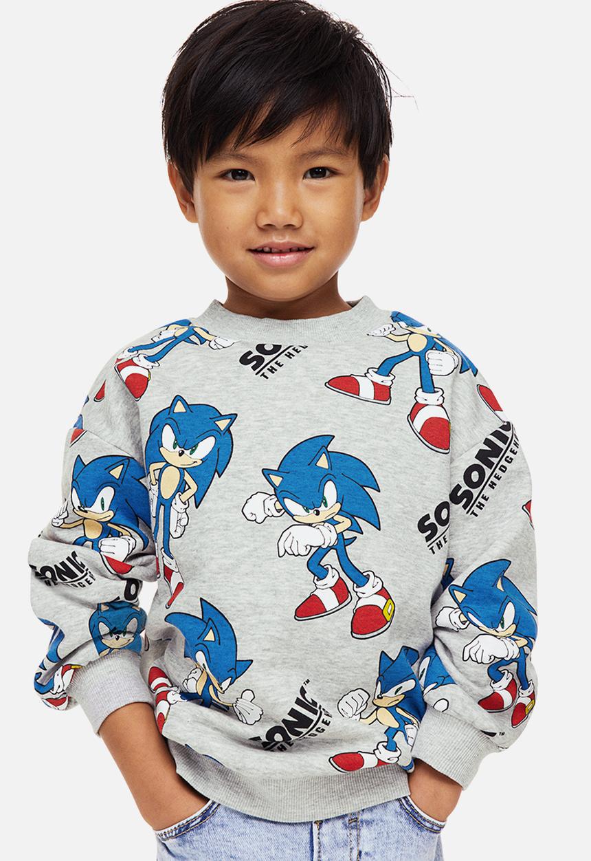 H&M - Oversized printed sweatshirt - grey marl/sonic the hedgehog