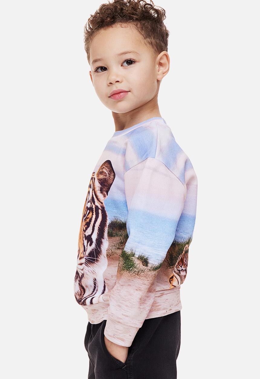 H&M - Printed cotton sweatshirt - light beige/tigers