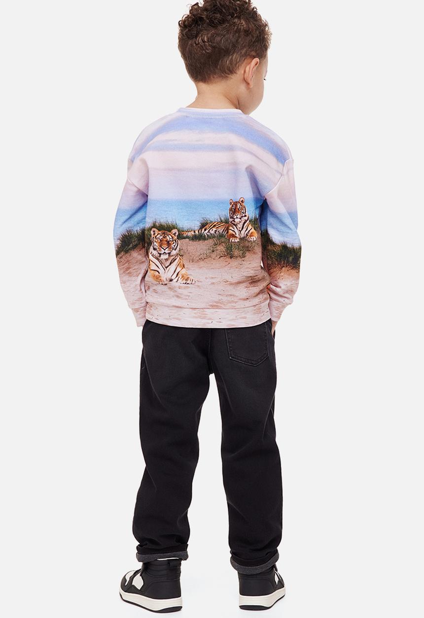 H&M - Printed cotton sweatshirt - light beige/tigers