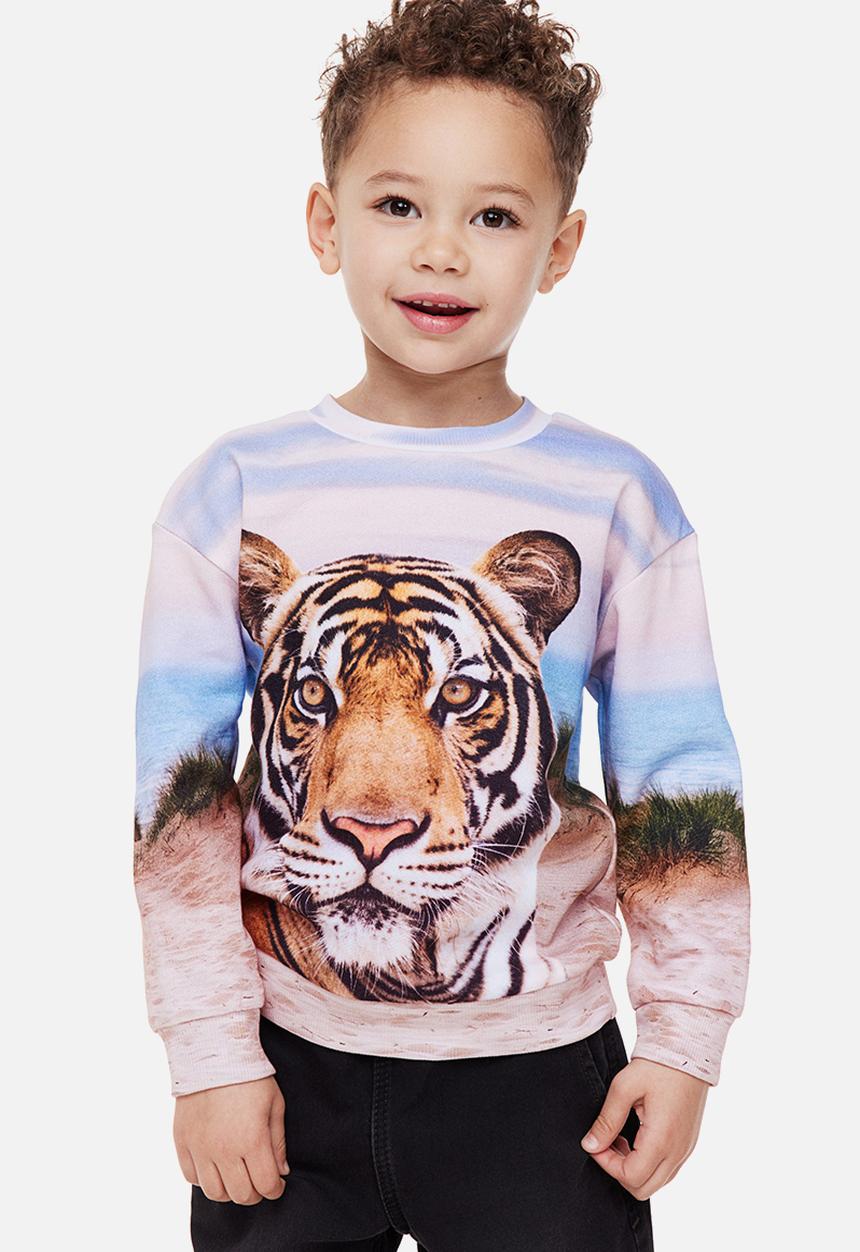 H&M - Printed cotton sweatshirt - light beige/tigers