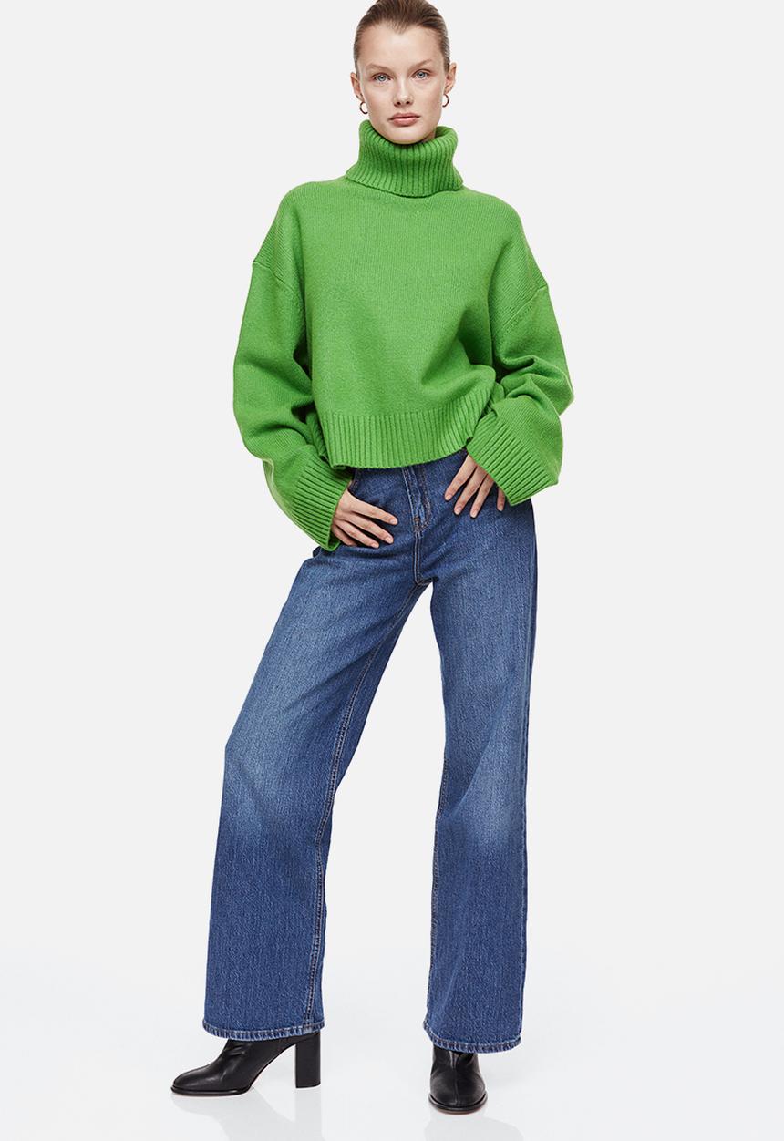 H&M - Oversized polo-neck jumper - green