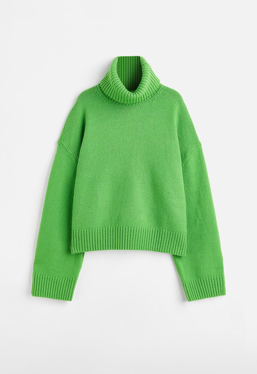 H&M - Oversized polo-neck jumper - green