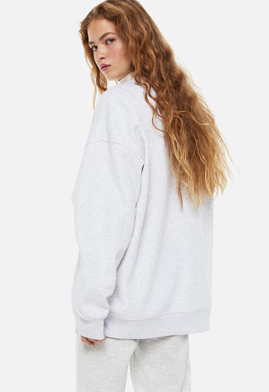 H&M - Oversized printed sweatshirt - light grey marl/mickey mouse