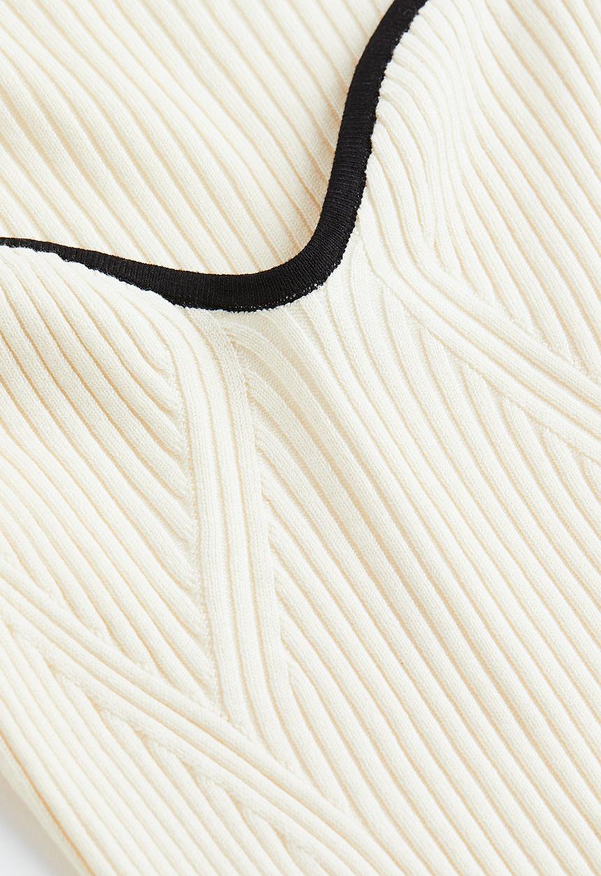 H&M - Rib-knit jumper - natural white/black