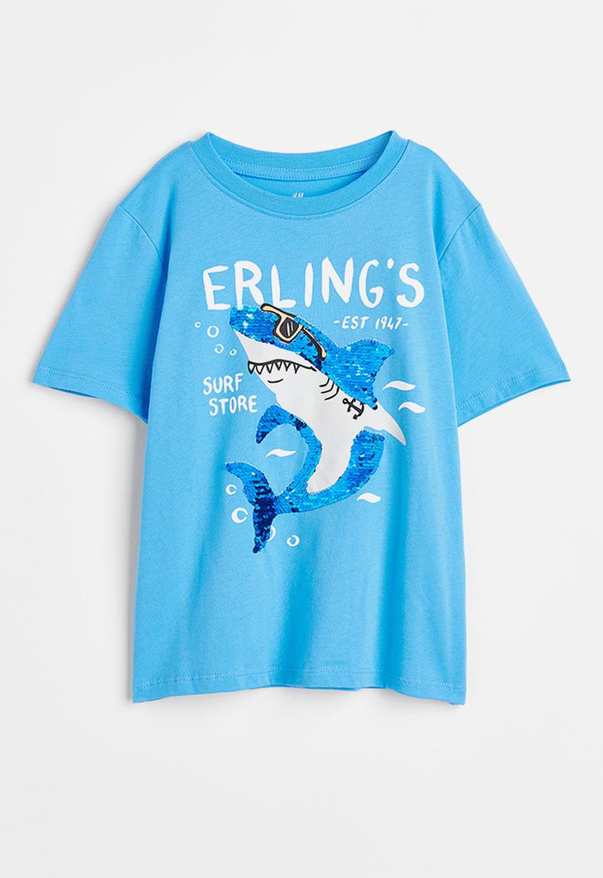 H&M - Interactive-motif t-shirt - blue/shark