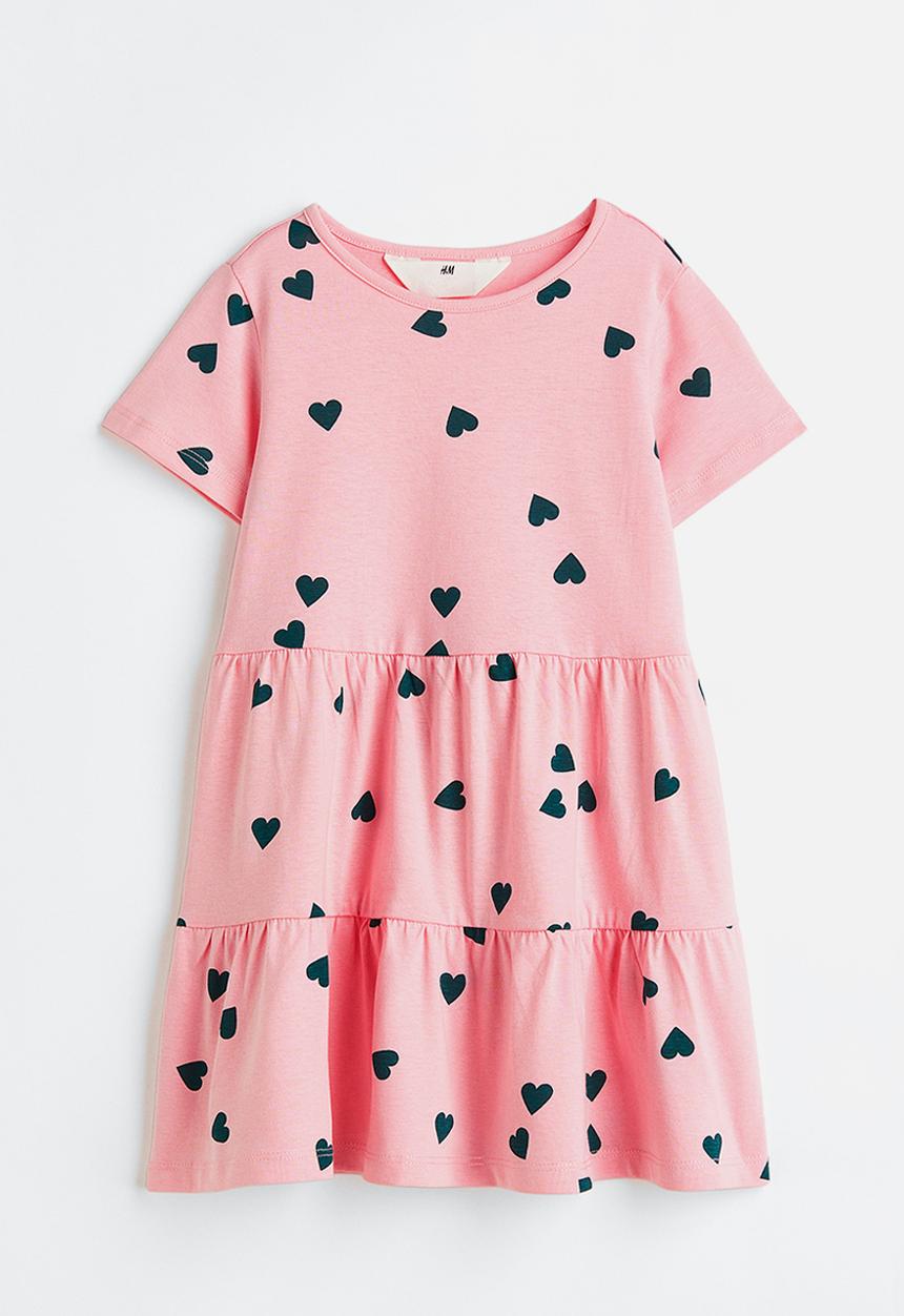 H&M - Cotton jersey dress - light pink/hearts