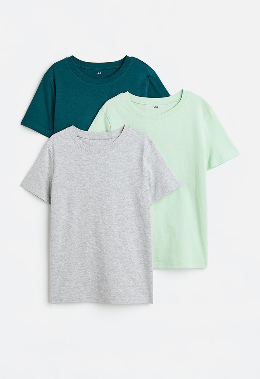 H&M - 3-pack t-shirts - dark green/light green