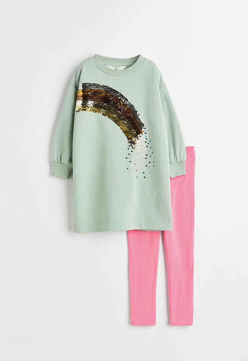 H&M - 2-piece printed set - green,multi,pink