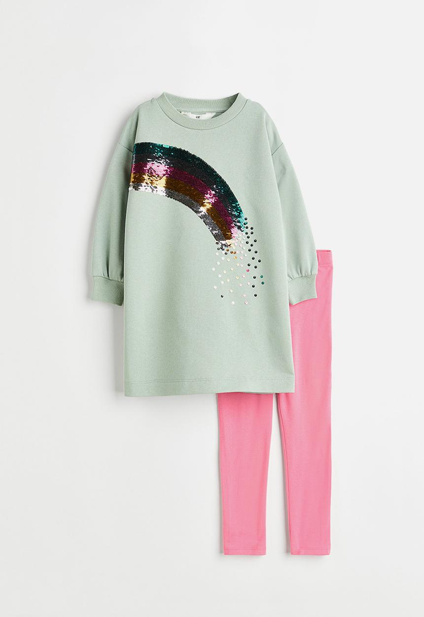 H&M - 2-piece printed set - green,multi,pink