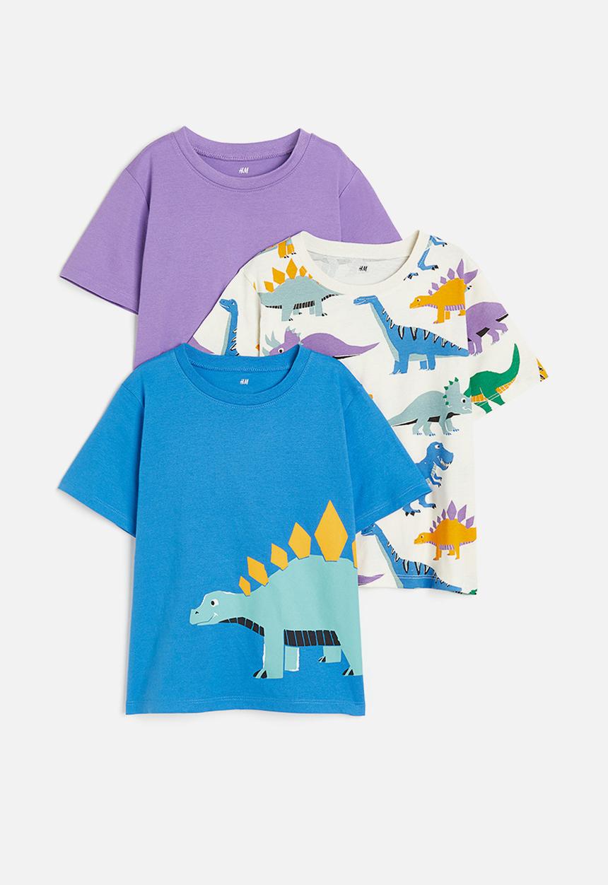 H&M - 3-pack cotton t-shirts - multi/dinosaurs
