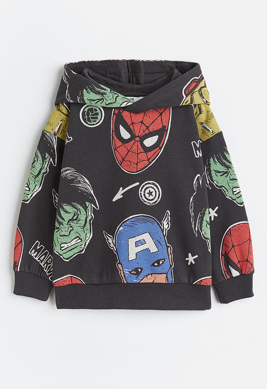 H&M - Printed hoodie - dark grey/marvel comics