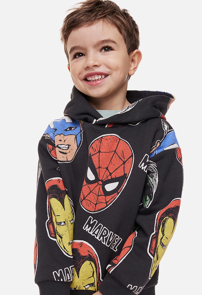 H&M - Printed hoodie - dark grey/marvel comics
