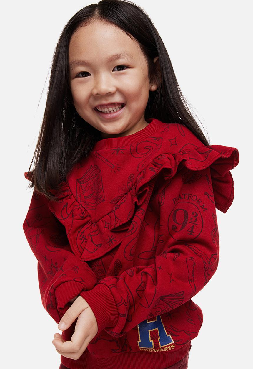H&M - Flounce-trimmed sweatshirt - red/harry potter