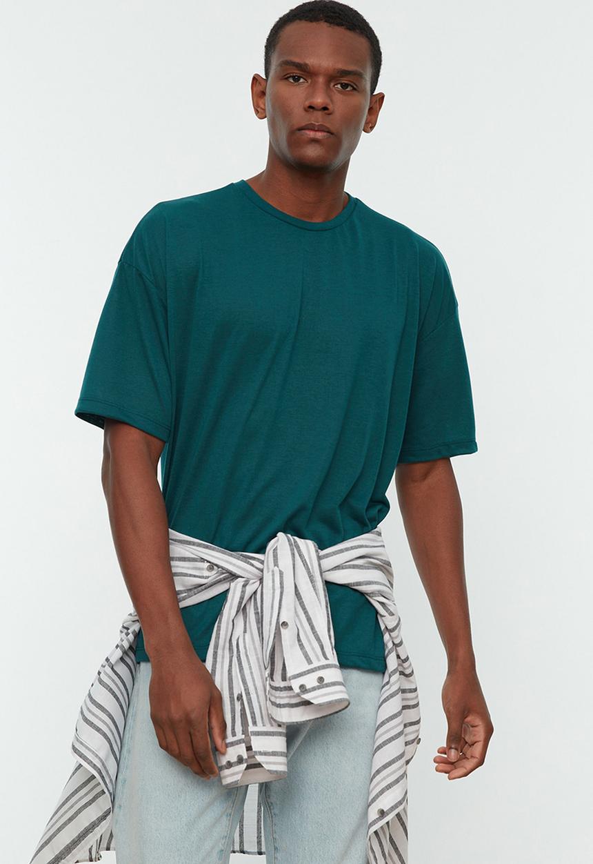 Trendyol - Relaxed oversized T-shirt - emerald green