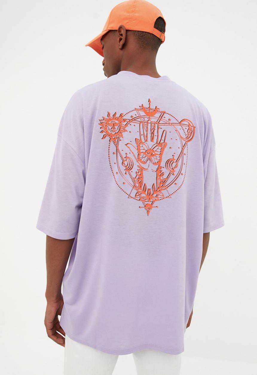 Trendyol - Oversized back logo graphic tee - lilac