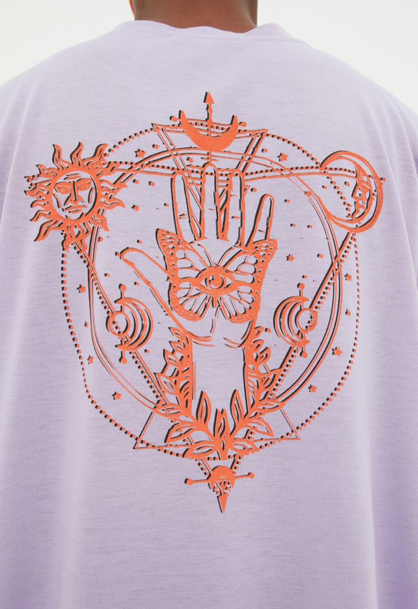 Trendyol - Oversized back logo graphic tee - lilac
