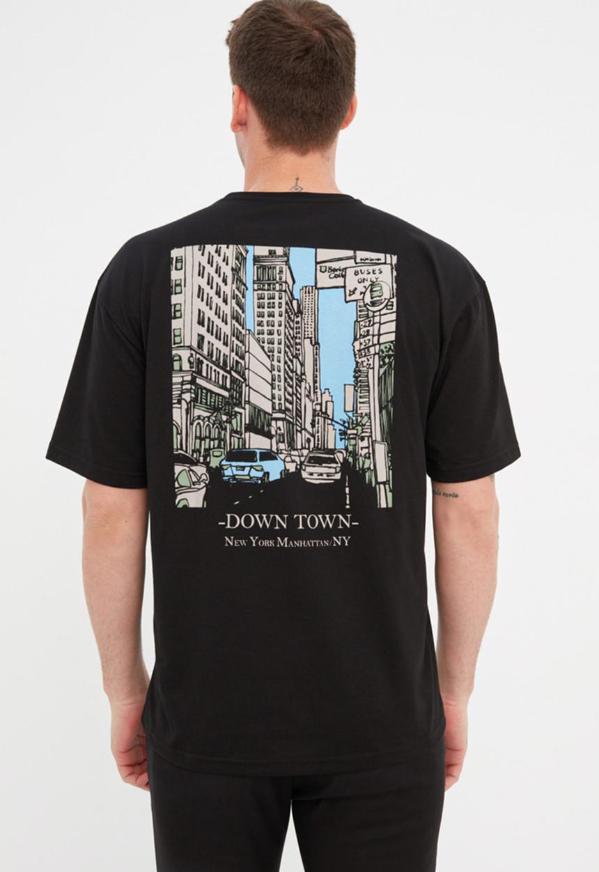 Trendyol - Downtown back logo tee - black