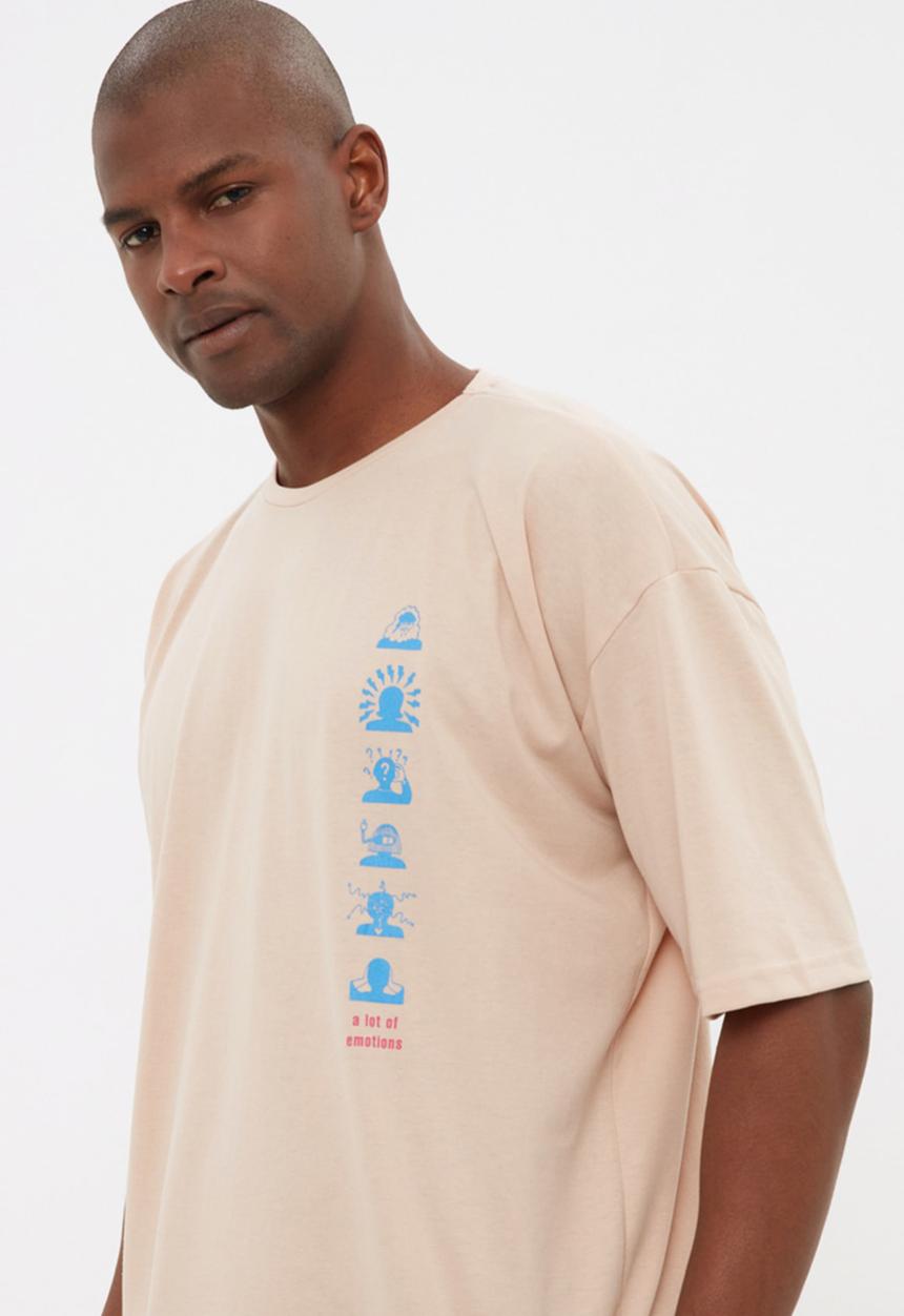 Trendyol - Human behaviour back logo tee - stone