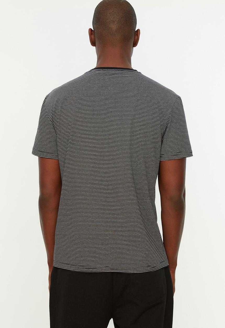 Trendyol - Essential slim fit stripe T-shirt - black