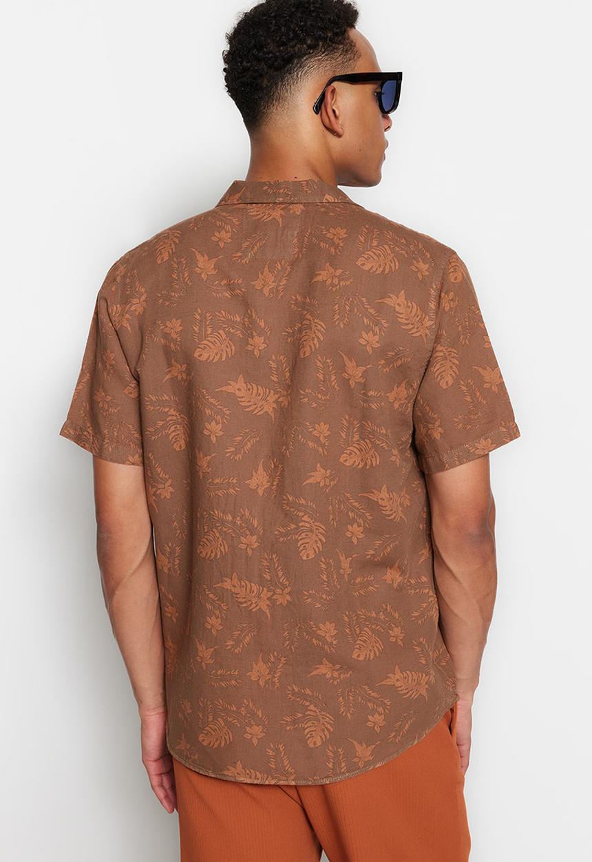Trendyol - Regular fit linen shirt - brick