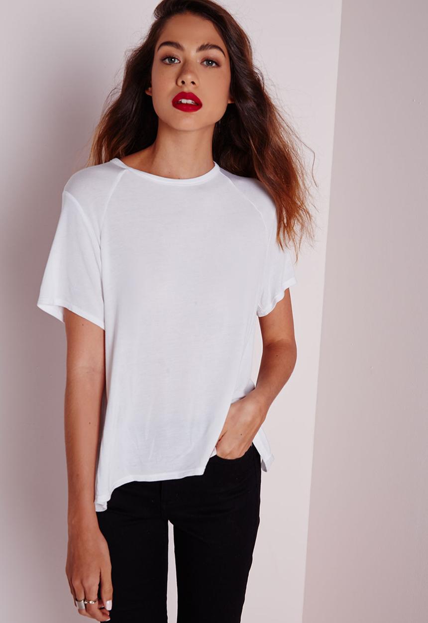Missguided - Round Neck Dip Hem T Shirt