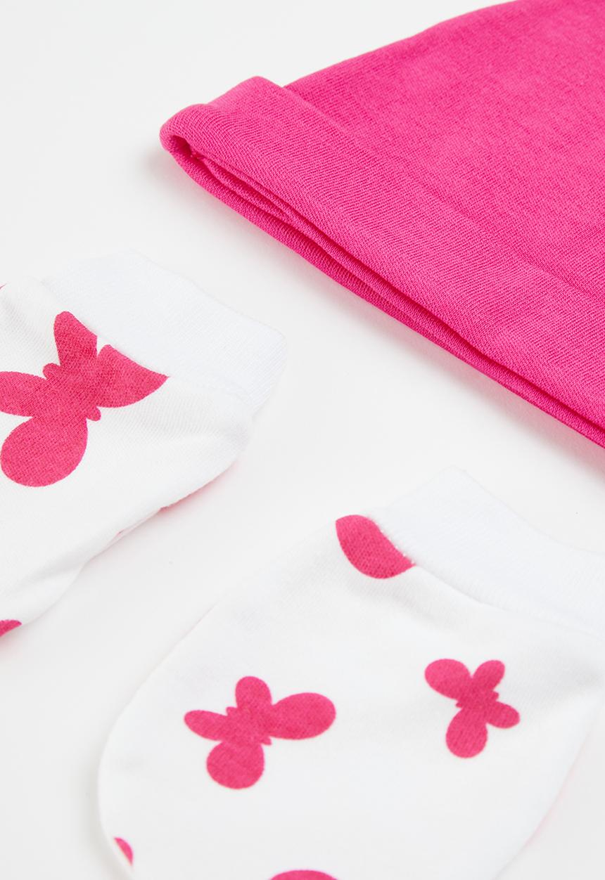 Pop Candy - Beanie, mittens & booties set - pink