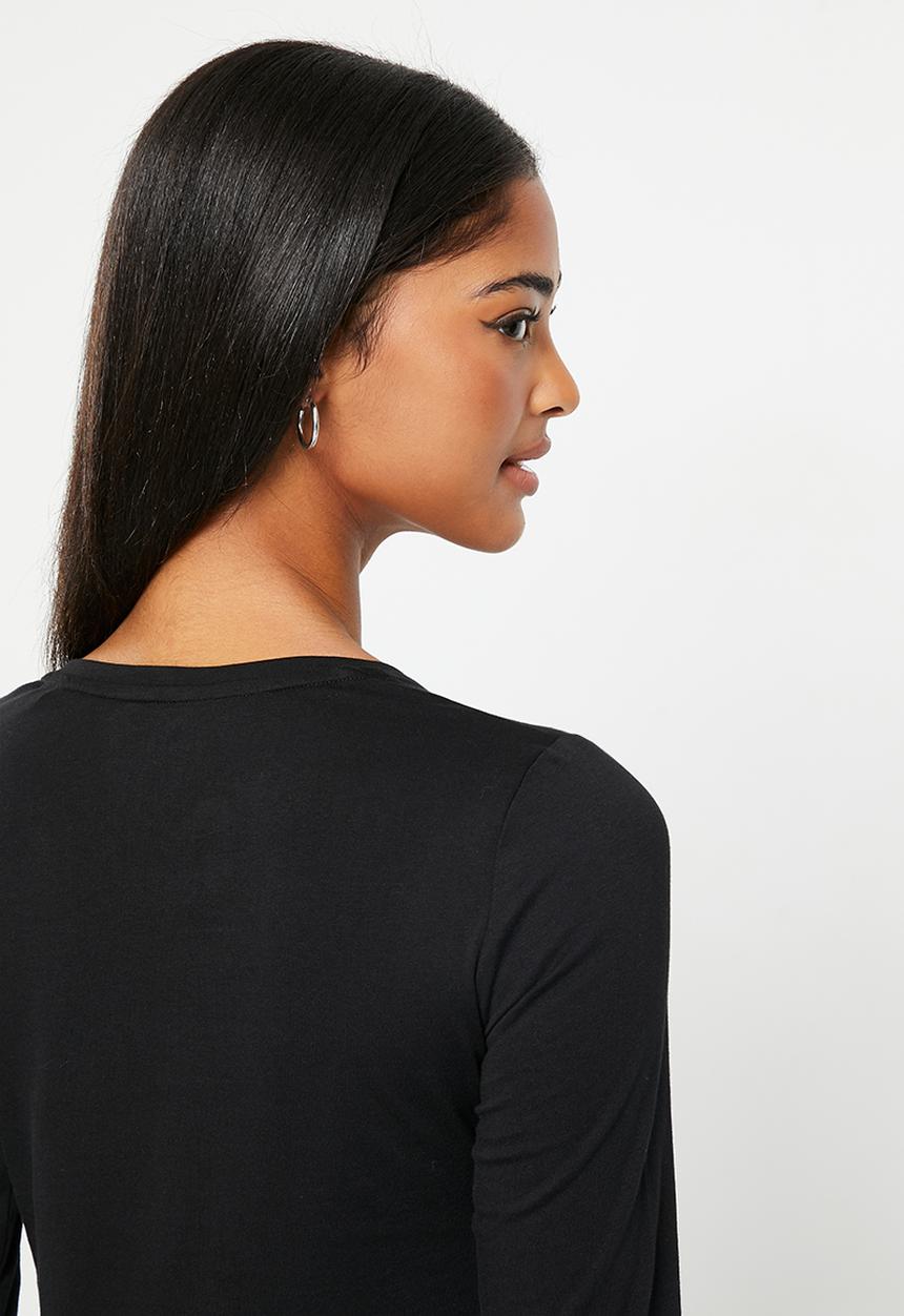 GUESS - Long sleeve v-neck icon tee - jet black