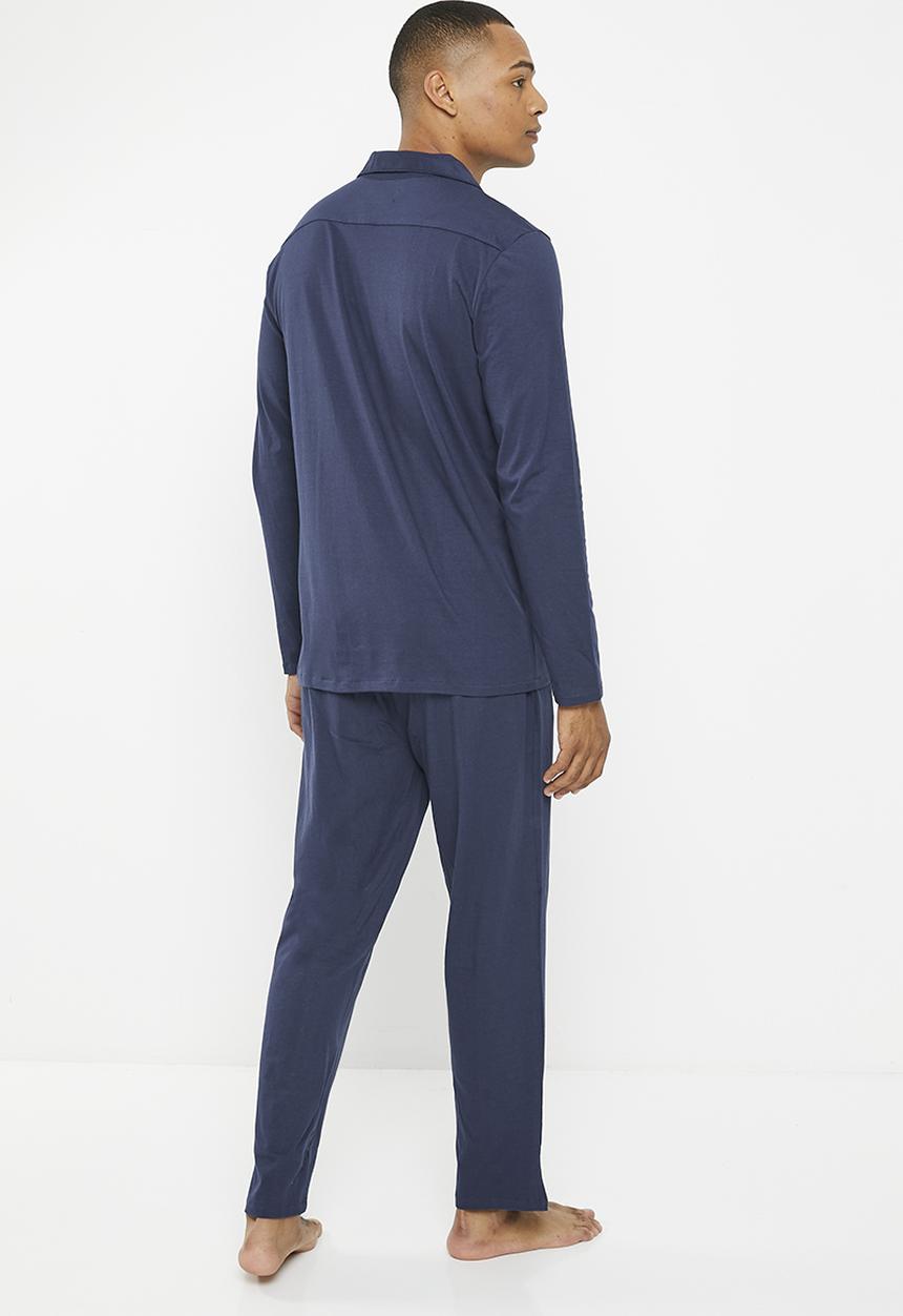 Superbalist - Knit piping detail pyjama  set - navy