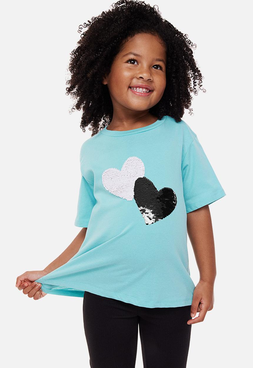 H&M - Reversible sequin-motif t-shirt - multi,turquoise