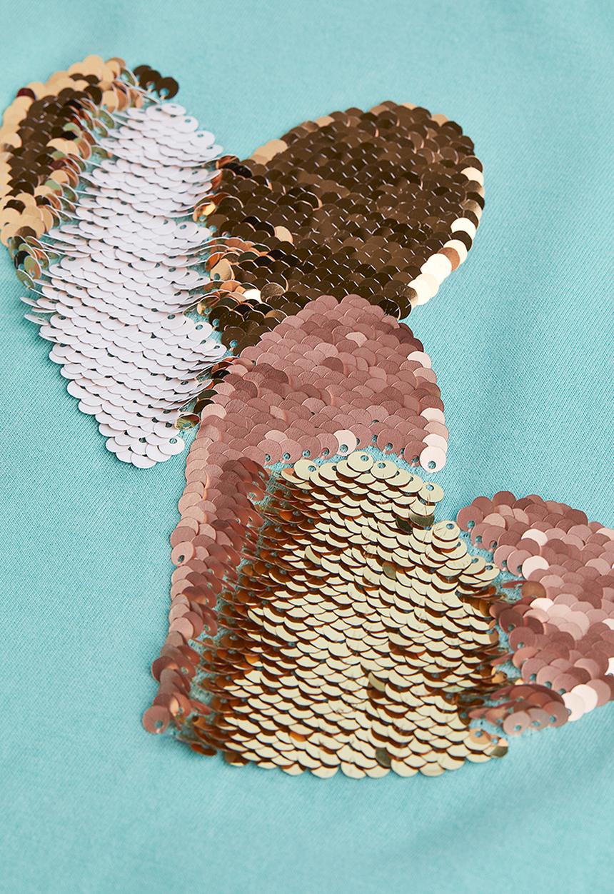 H&M - Reversible sequin-motif t-shirt - multi,turquoise